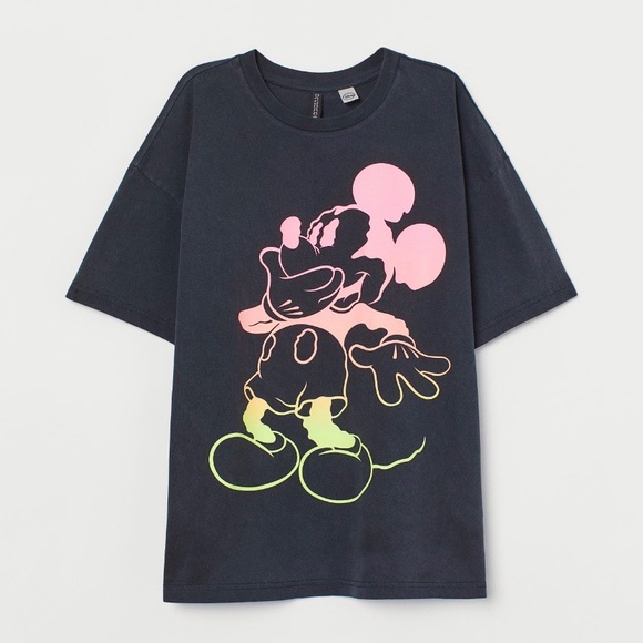H&M | Tops | Neon Mickey Mouse Tshirt | Poshmark